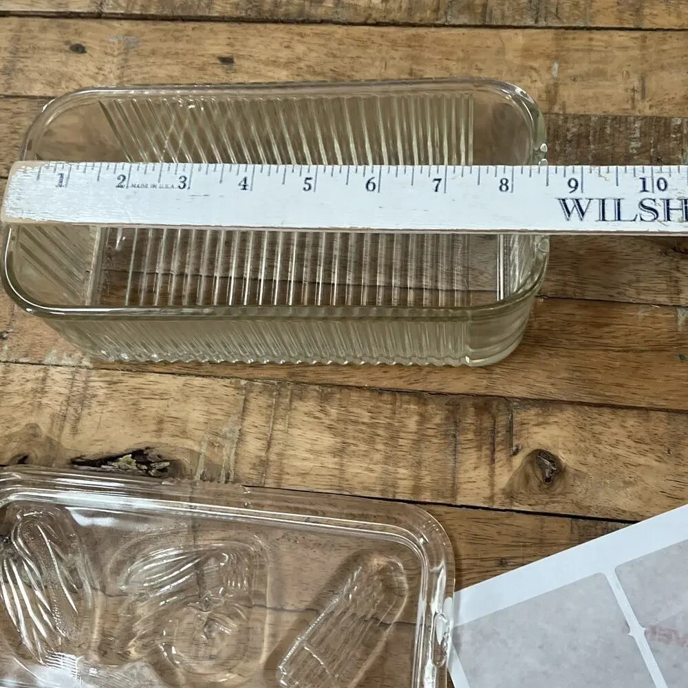 1940s Federal Glass Clear Ribbed Vegetable Harvest Refrigerator Dish